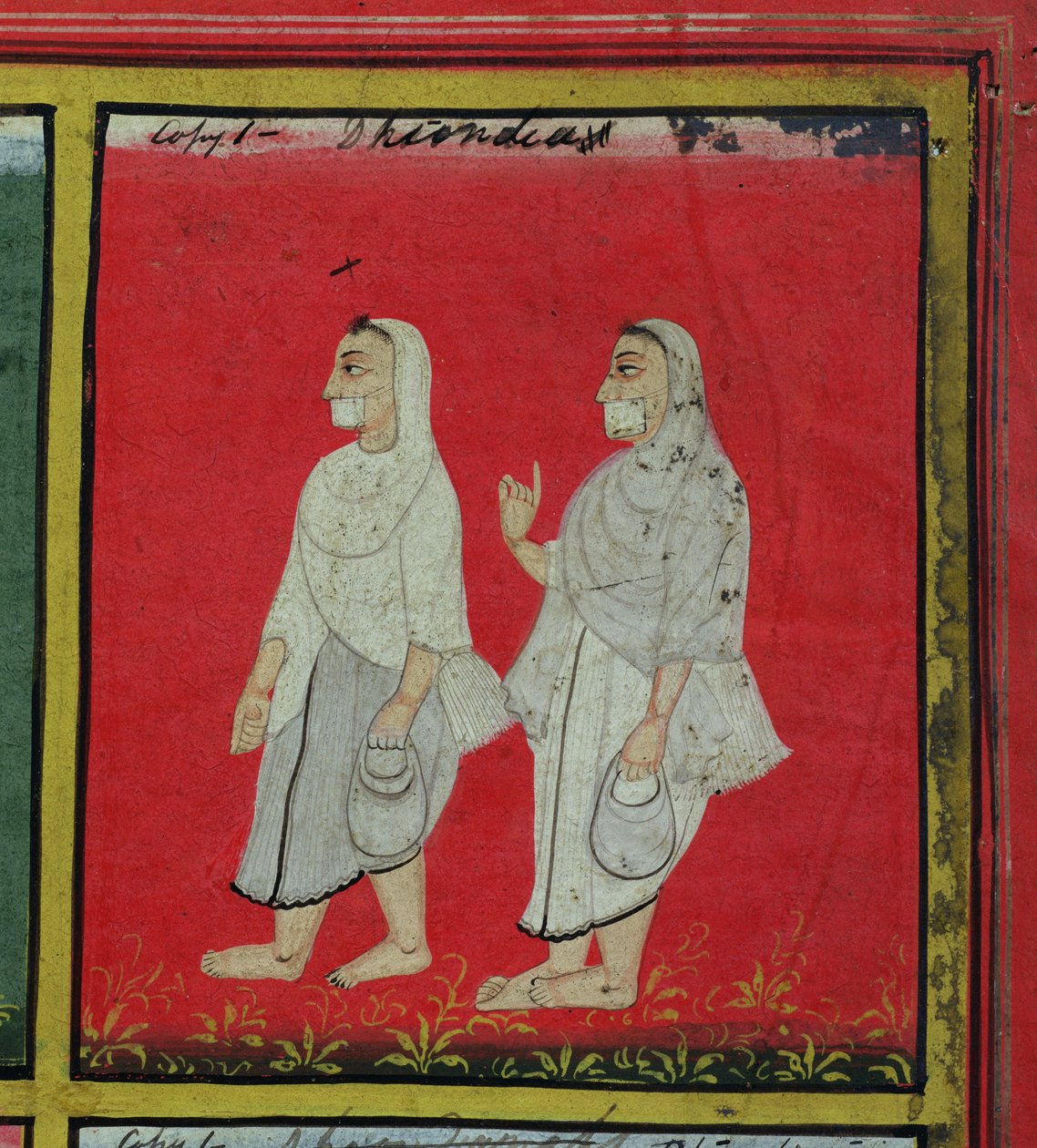 Dva džinští oddaní (dhondiya) náboženští žebráci, Udaipur, kolem 1810-20 (podrobnosti) (viz také 136600) od Indian School