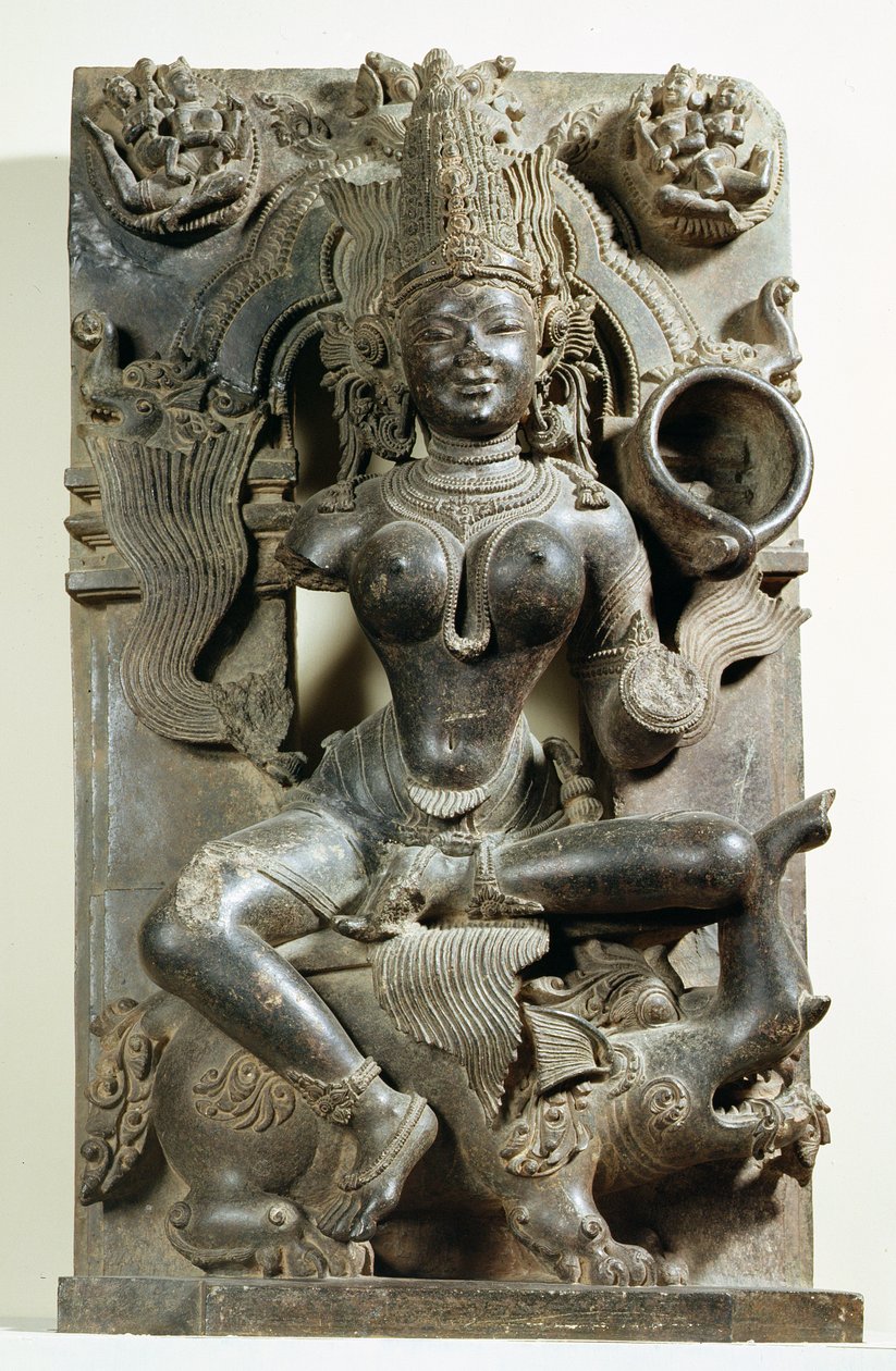 Varunani, řezba z chrámu Slunce v Konarku, Orissa, dynastie Východní Ganga od Indian School