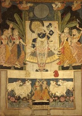 Uctívání Srinathaji, Nathdwara, škola Rajput od Indian School