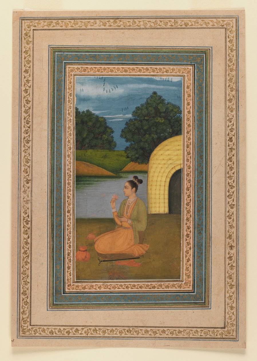 Yogini in a landscape, c.1760 (wc na papíře) (recto of 375848) od Indian School