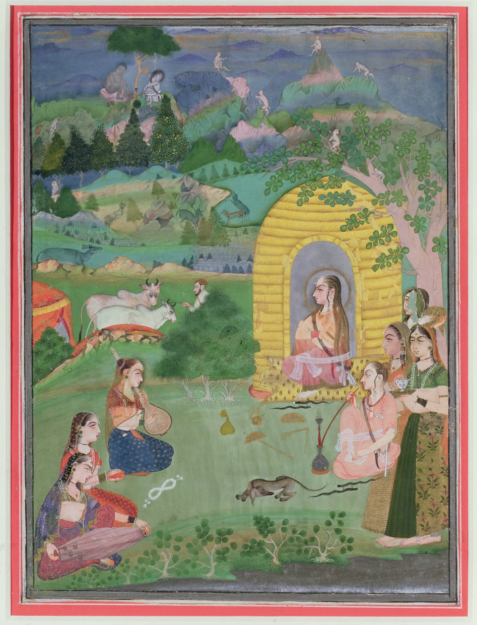 Yoginis (hinduistické asketičky) v krajině, Bikaner School, cca 1680 od Indian School