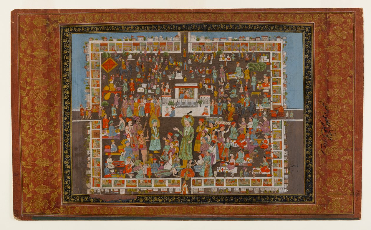 Yusuf a Zulaykha, 1875-1900 (neprůhledné wc a zlato na papíře) od Indian School