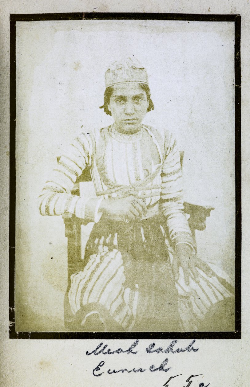 [Portrét] Meah Sahub, Eunuch, kolem 1856-57 (černobílá fotografie) od Indian photographer