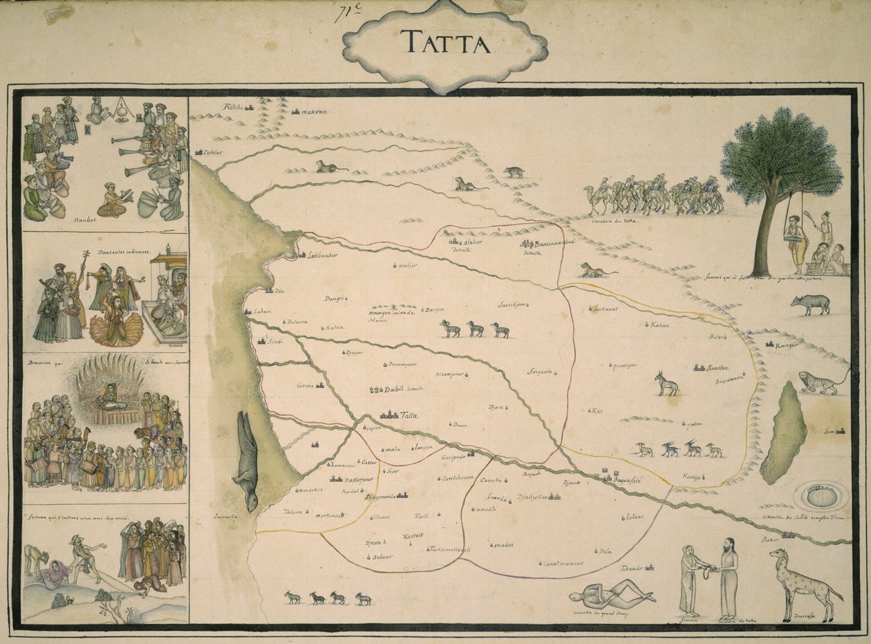 „Tatta“, ze sbírky map Mughalské Indie, z alba, které si objednal plukovník francouzské pěchoty Jean-Baptiste-Joseph Gentil od Indo European Indo European