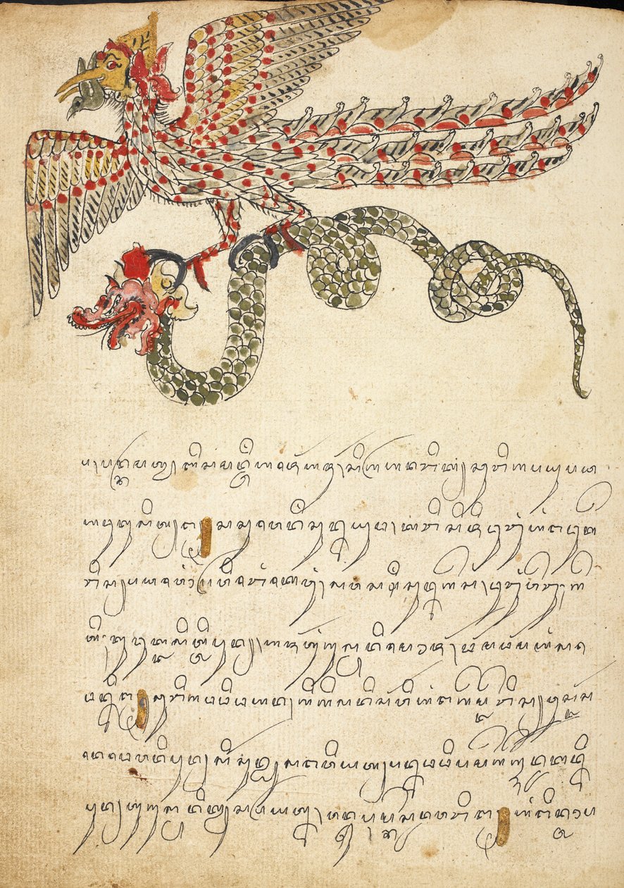 Létající tvor nesoucí hada, ilustrace z 