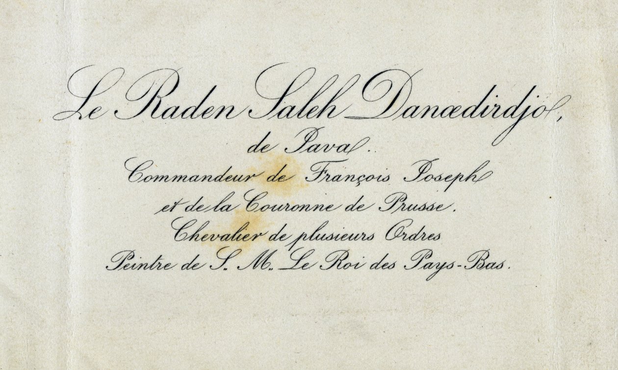 Vizitka Radena Saleha Danoedirdgia, kolem 1850-80 od Indonesian School