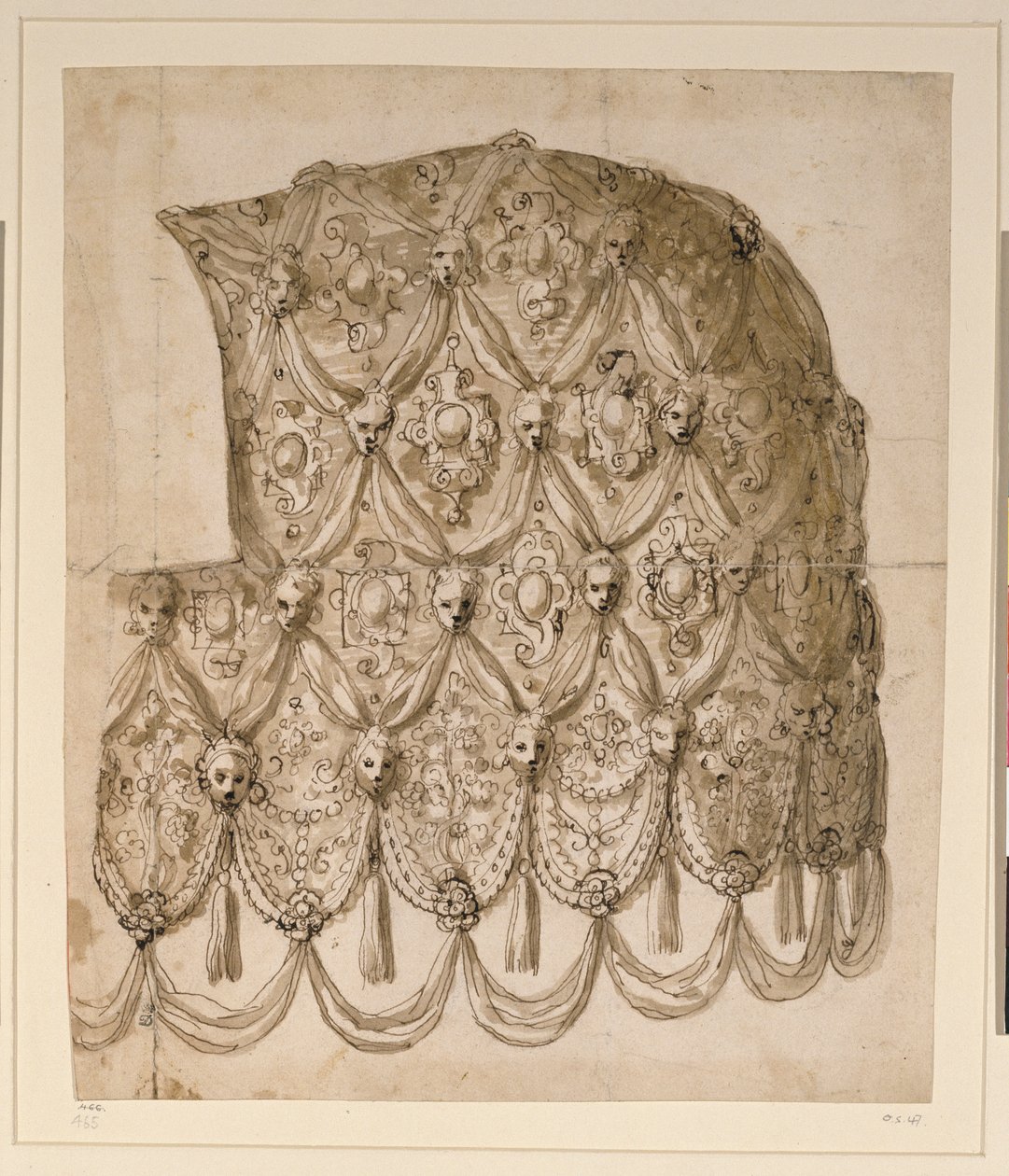 Koňský caparison (pero a inkoust na papíře) od Inigo Jones