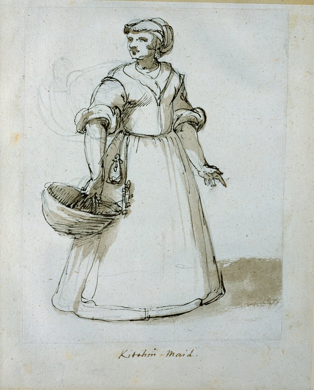 Kuchyňská služka (pero a inkoust na papíře) od Inigo Jones