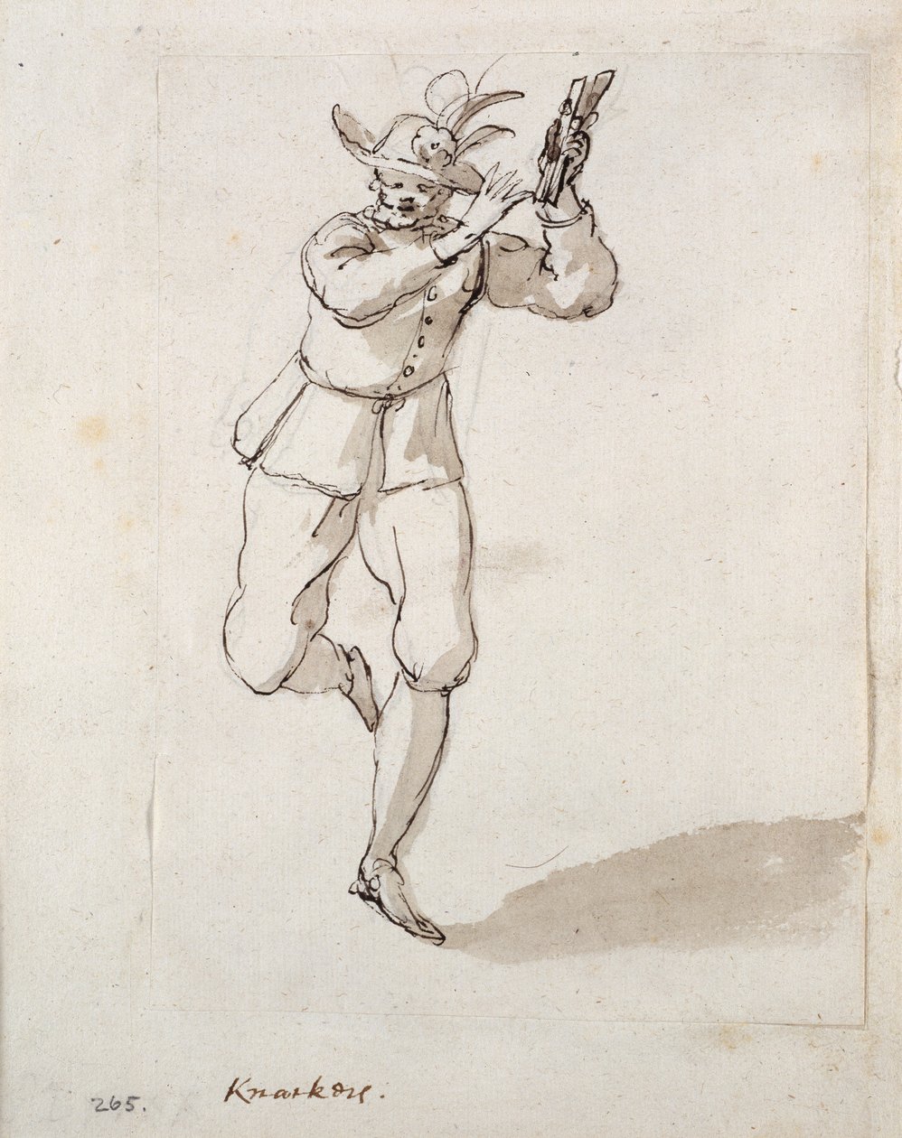 Muž s knackery a zvonky (pero a inkoust na papíře) od Inigo Jones