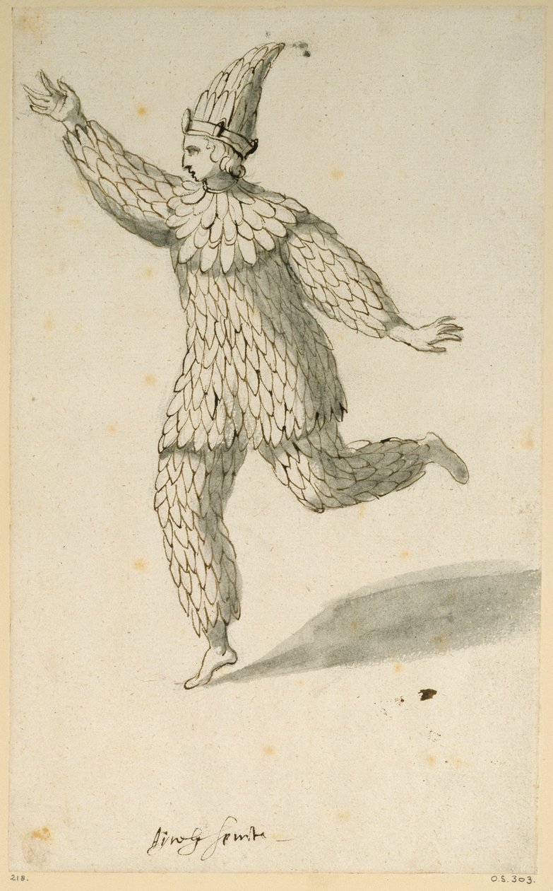 Vzdušný duch (pero a inkoust na papíře) od Inigo Jones