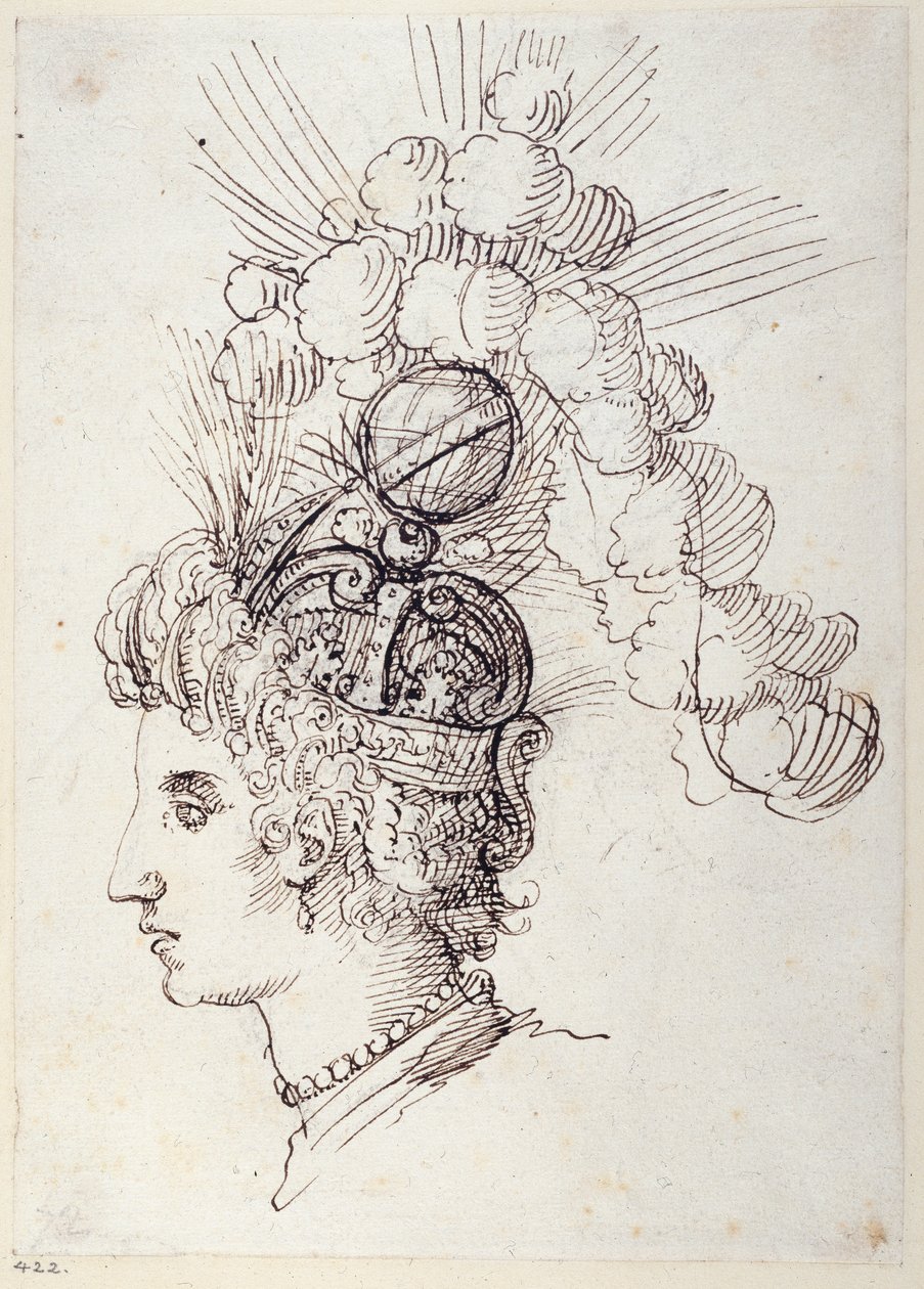 Bel-Anna, královna moře, kolem 1609 (pero a inkoust na papíře) od Inigo Jones