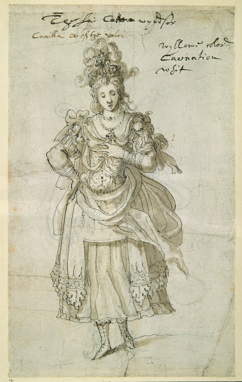 Camilla, cca 1609 (pero a inkoust na papíře) od Inigo Jones