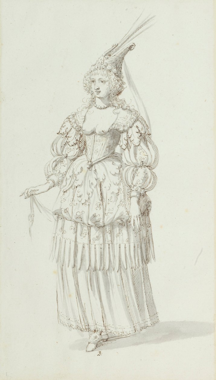 Chloris: alternativní skica pro Henriettu Marii, kolem roku 1631 (pero a inkoust na papíře) od Inigo Jones