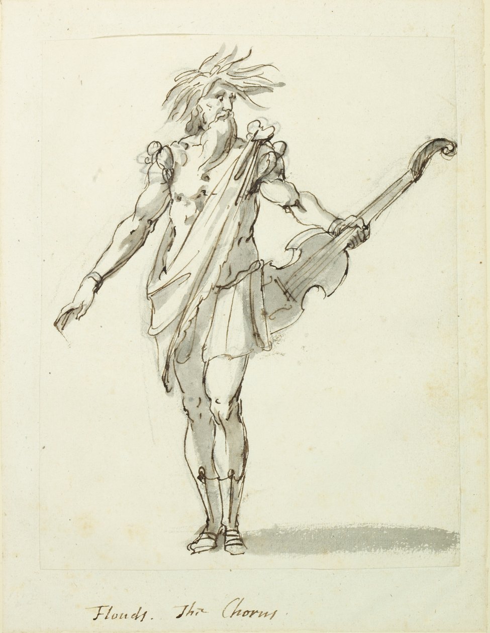 Floods: the Chorus, c.1631 (pero a inkoust na papíře) od Inigo Jones