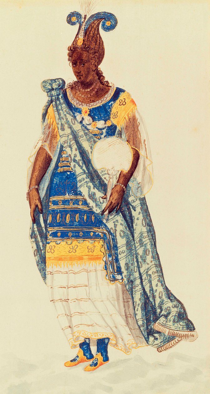 Masquer: a Daughter of Niger, c.1608 (akvarel na papíře) od Inigo Jones