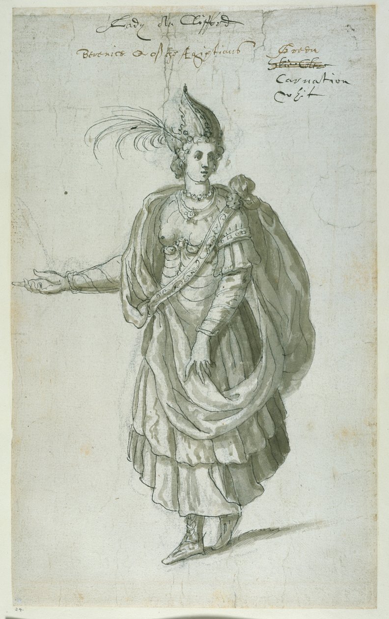 Egyptská královna Berenice (pero a inkoust na papíře) od Inigo Jones