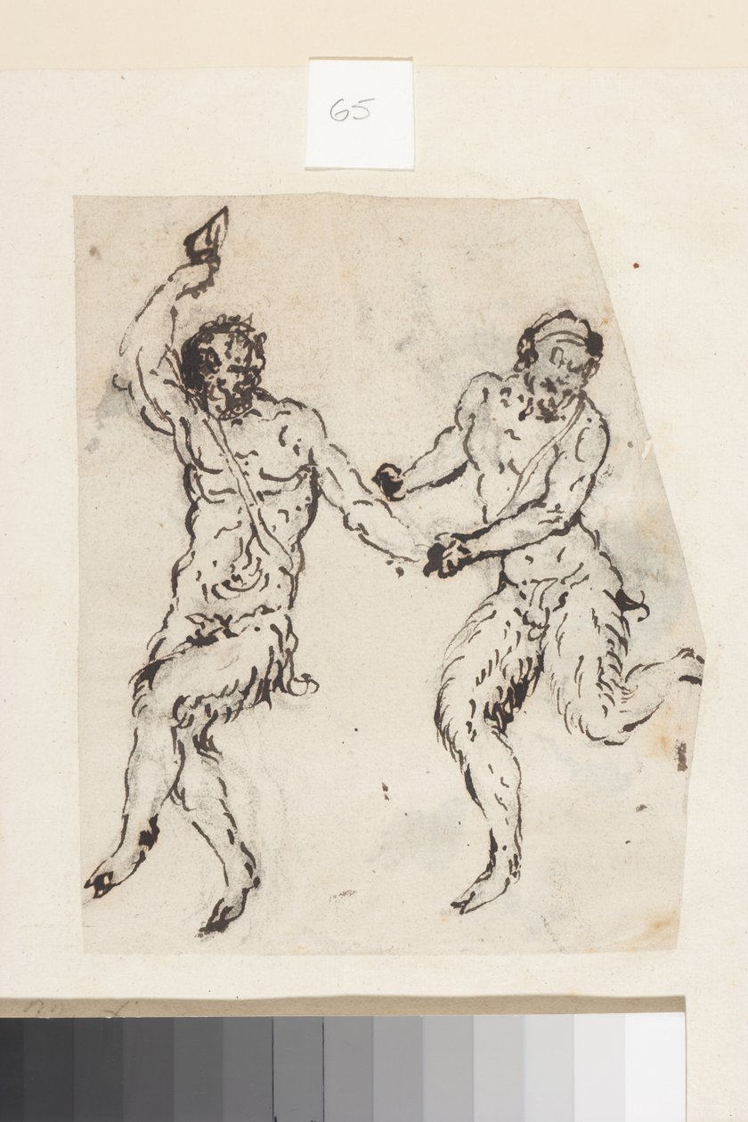 Satyrs (pero a hnědý inkoust na papíře) od Inigo Jones
