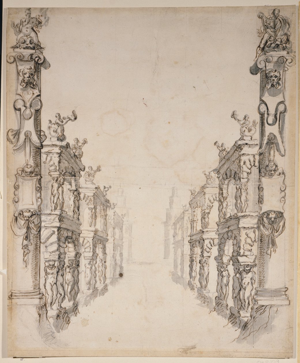 The House of Oceanus (pero a inkoust na papíře) od Inigo Jones