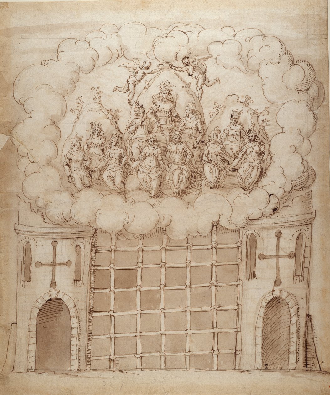 The Release of the Daughters of the Morn, c.1611 (pero & inkoust na papíře) od Inigo Jones