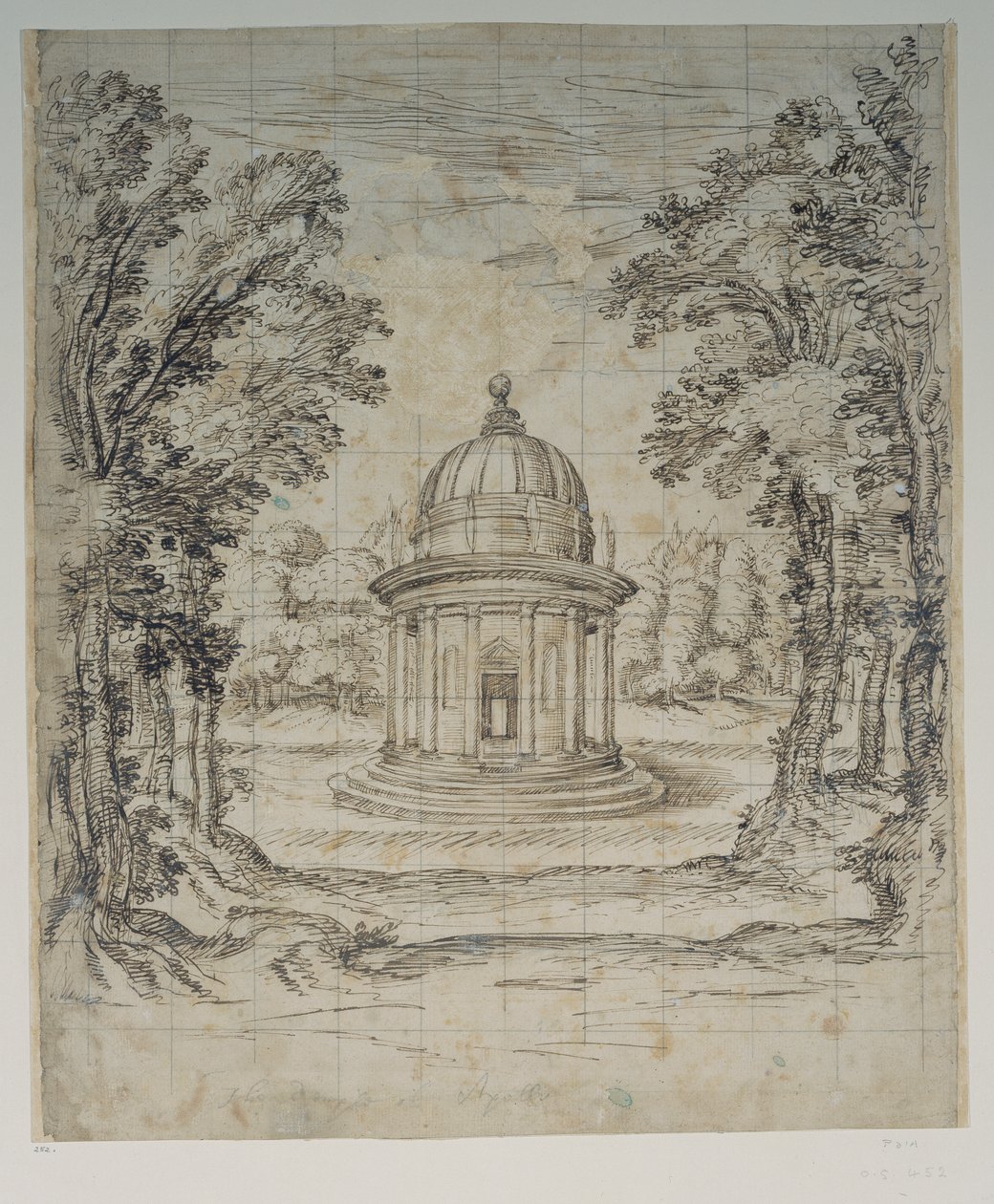 Apollónův chrám (pero a inkoust na papíře) od Inigo Jones
