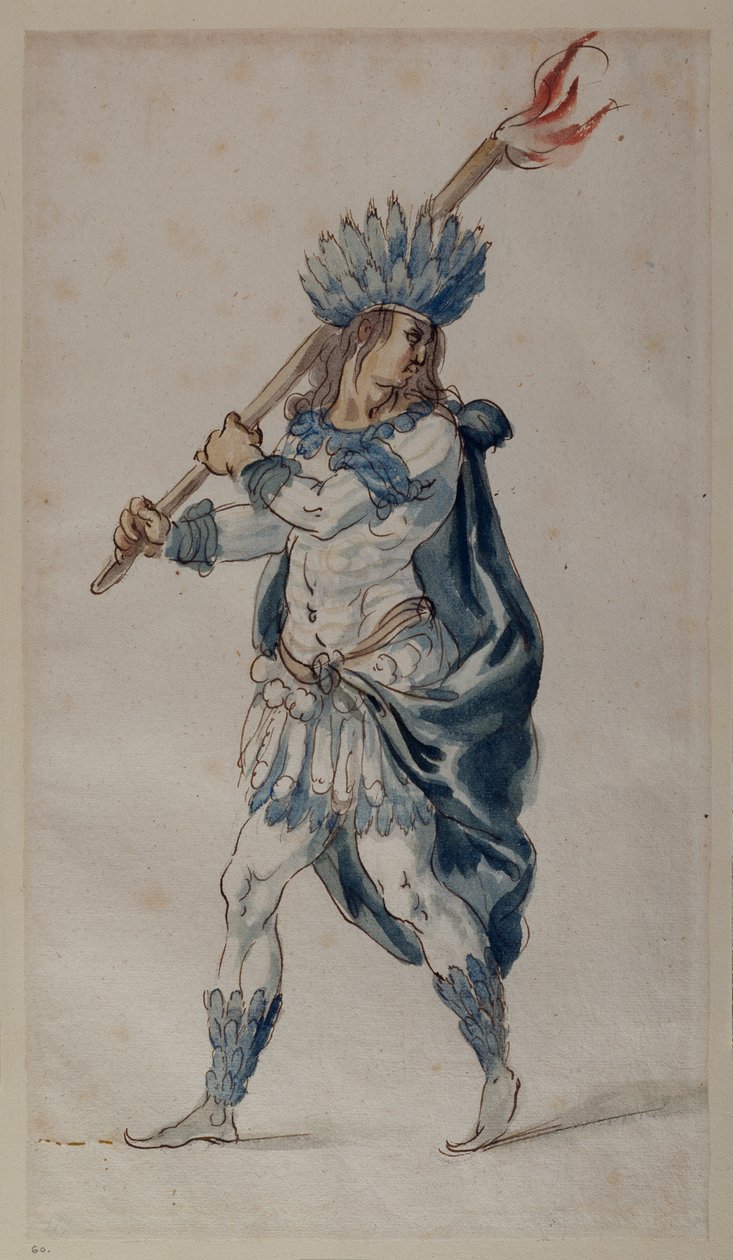 Pochodeň: Indián (akvarel na papíře) od Inigo Jones