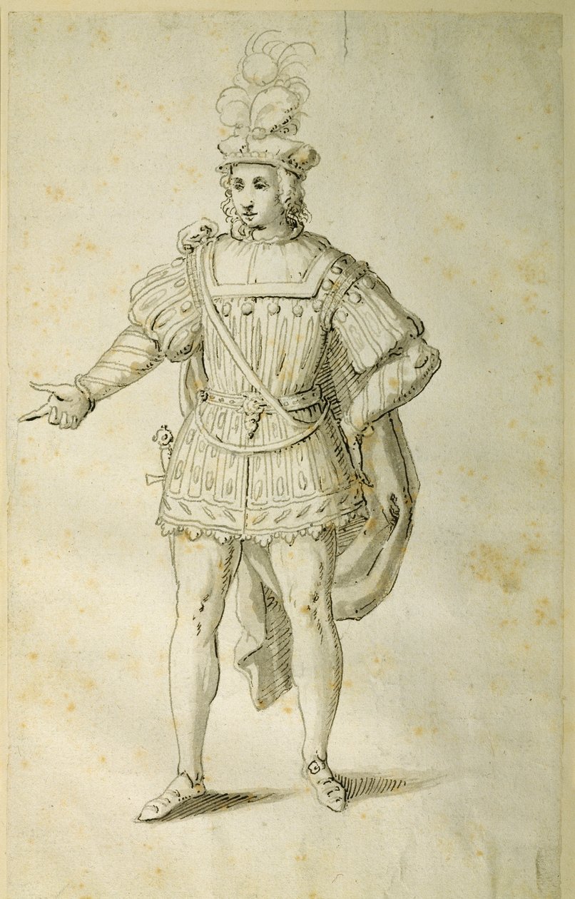 Mládež ve starověkém britském kostýmu, kolem roku 1611 (pero a inkoust na papíře) od Inigo Jones