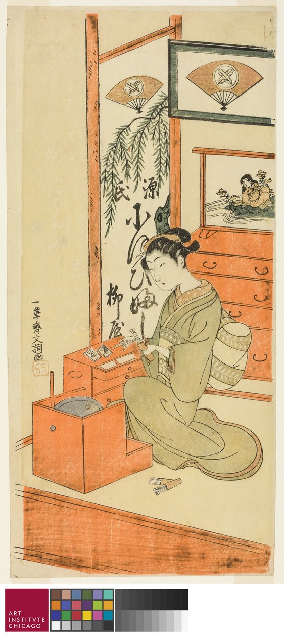 Ofuji Ote Yanagisho p, c. 1769 od Ippitsusai Bunchō