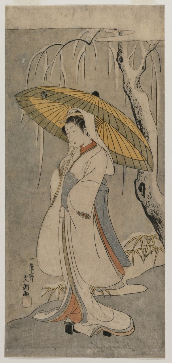 Segawa Kikunojo II as the Heron Maiden from the series Ichimura Theater, 1770. od Ippitsusai Bunchō