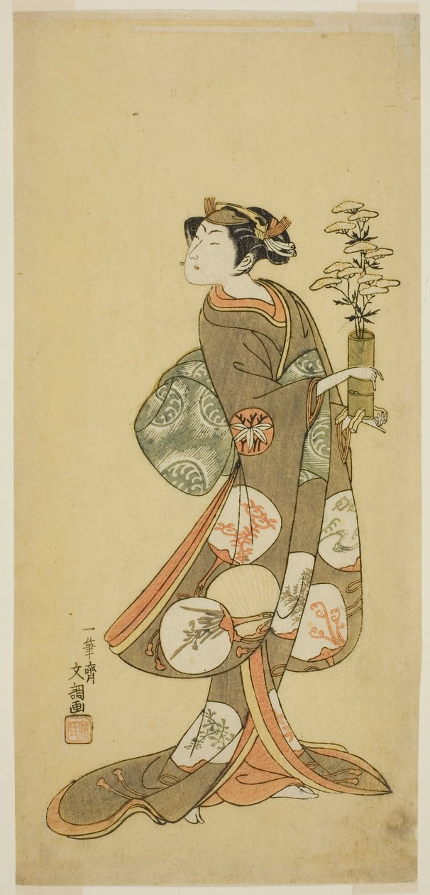 Herec Yamashita Kyonosuke I v ženské roli od Ippitsusai Bunchō