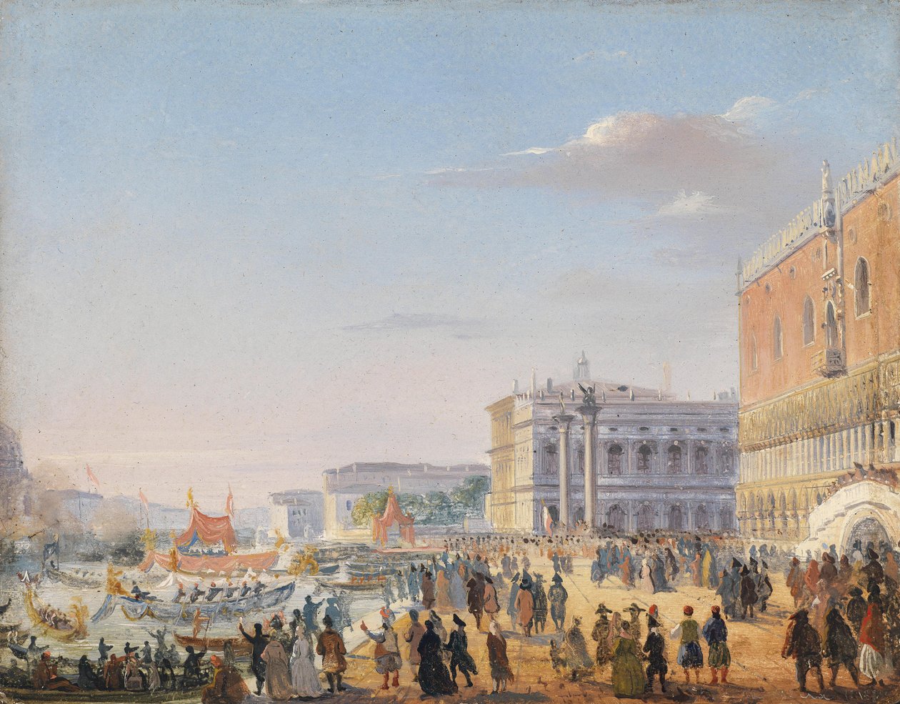 Příjezd císaře Františka Josefa a císařovny Alžběty Rakouské do Benátek v roce 1856 od Ippolito Caffi