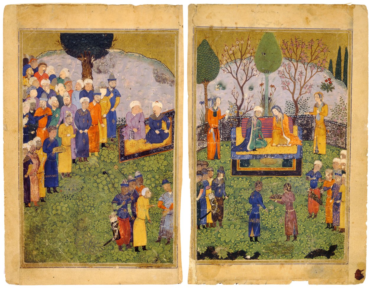 Knížecí pár s dvořany v zahradě. Z knihy králů Shahnama od Iranian Master