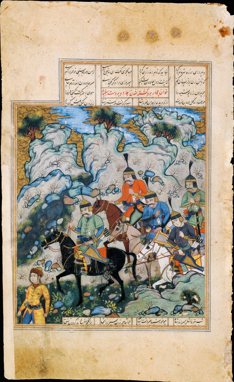 Iluminace rukopisu Esfandiyar a jeho armáda z eposu Shahname od Ferdowsiho od Iranian Master