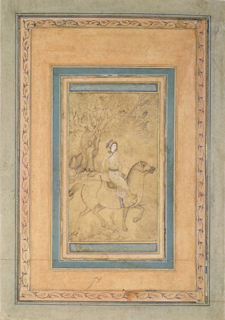 Jezdec v krajině, polovina 17. století. od Iranian Master
