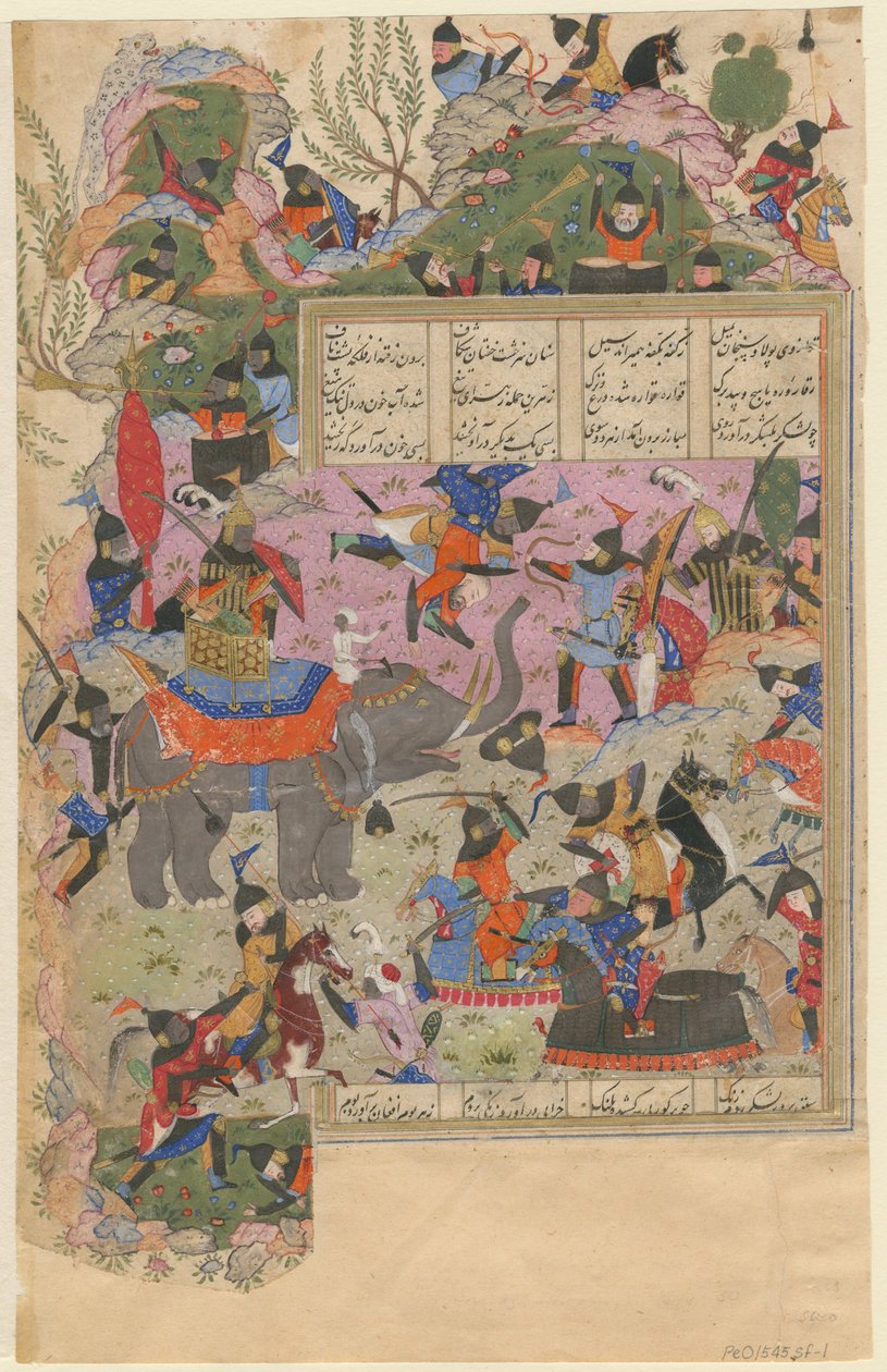 Bitva o Iskandar se Zanj Z rukopisu Khamsa z Nizami, 1540-1545 od Iranian Master