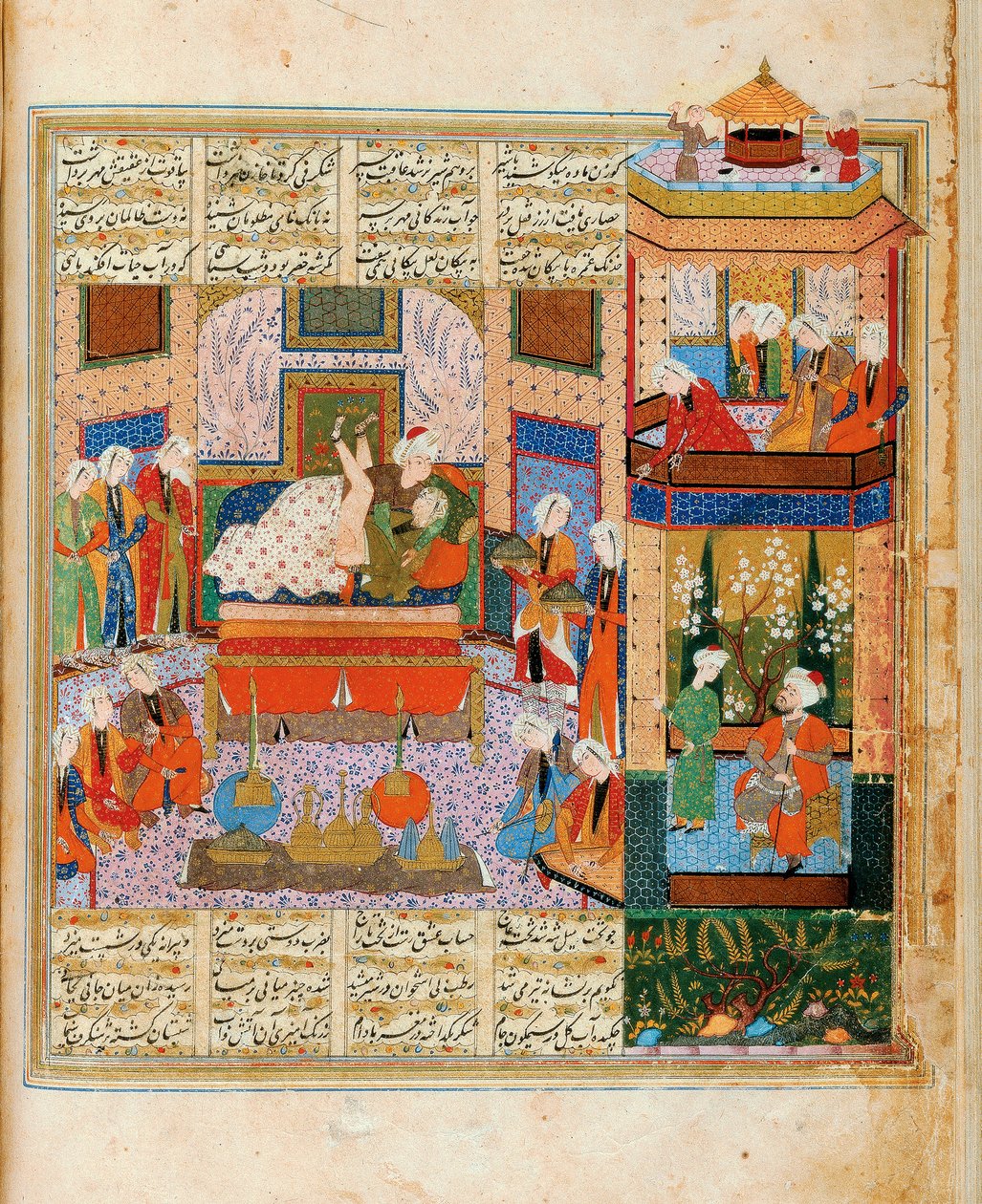 Miniatura Dovršení manželství mezi Chusrawem a Shirin z cyklu osmi básníků od Iranian Master
