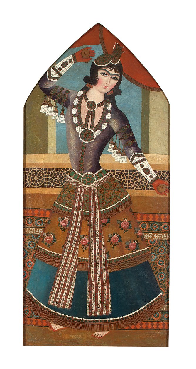 A Qajar Dancing Girl, cca 1840 (olej na plátně) od Iranian School