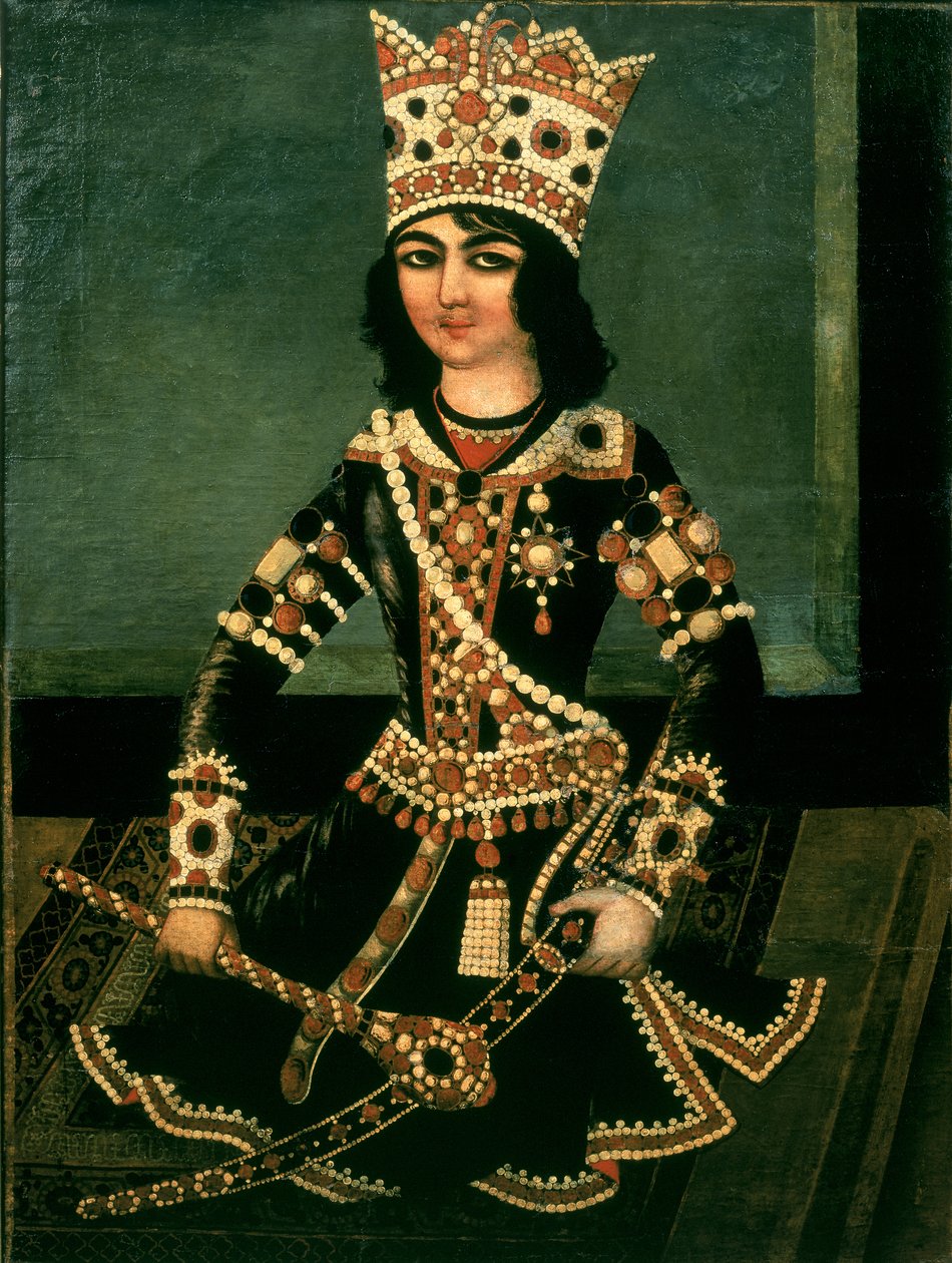 Portrét Abbas-Minzy (asi 1783-1833), prince z Persie, syna Shah Fath Ali (vládl 1797-1834) od Iranian School