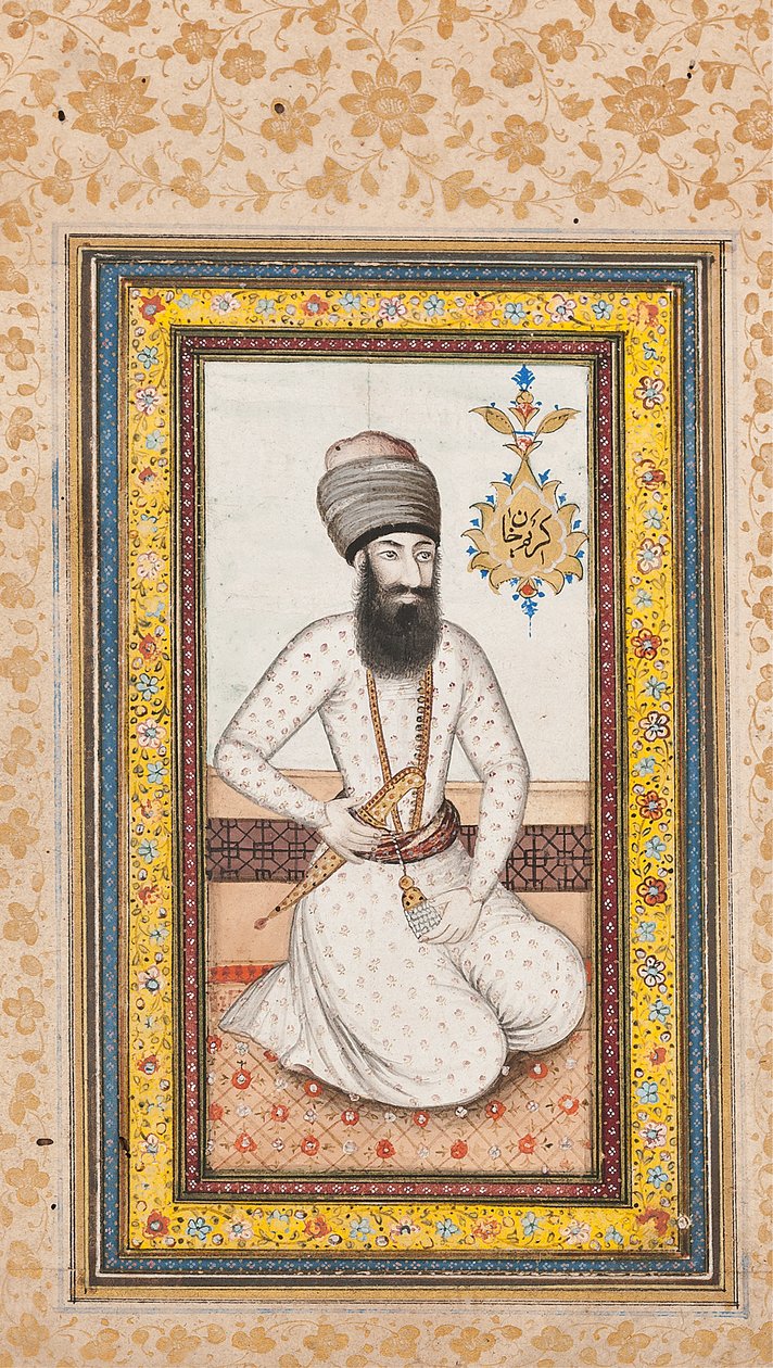 Portrét Karima Khana Zanda, jednoho z dvojice s Nadir Shah, Qajar Iran od Iranian School