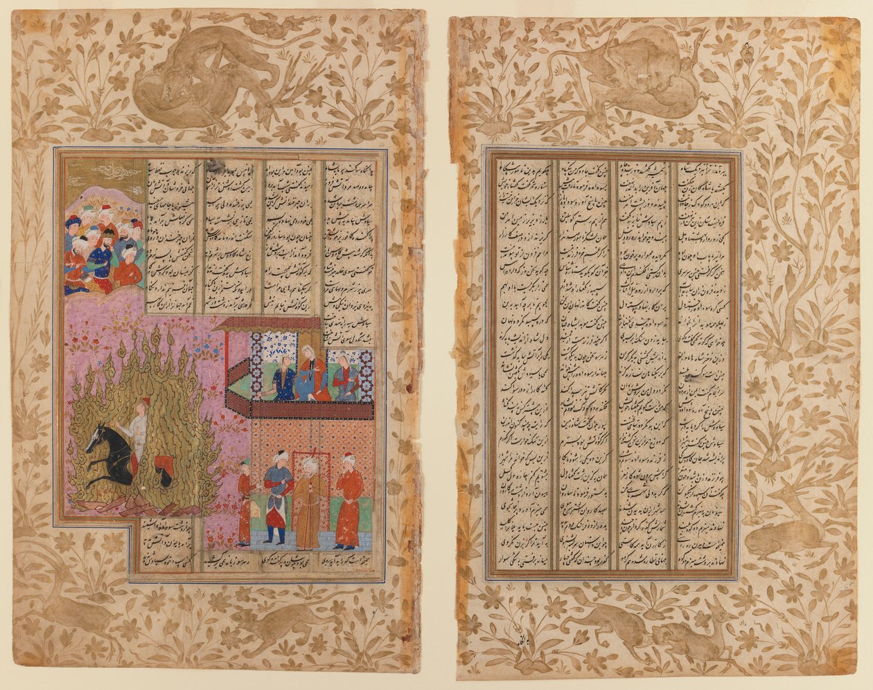 Ohnivé utrpení Siyawushe z rukopisu Shahnama (neprůhledné wc a zlato na papíře) od Iranian School