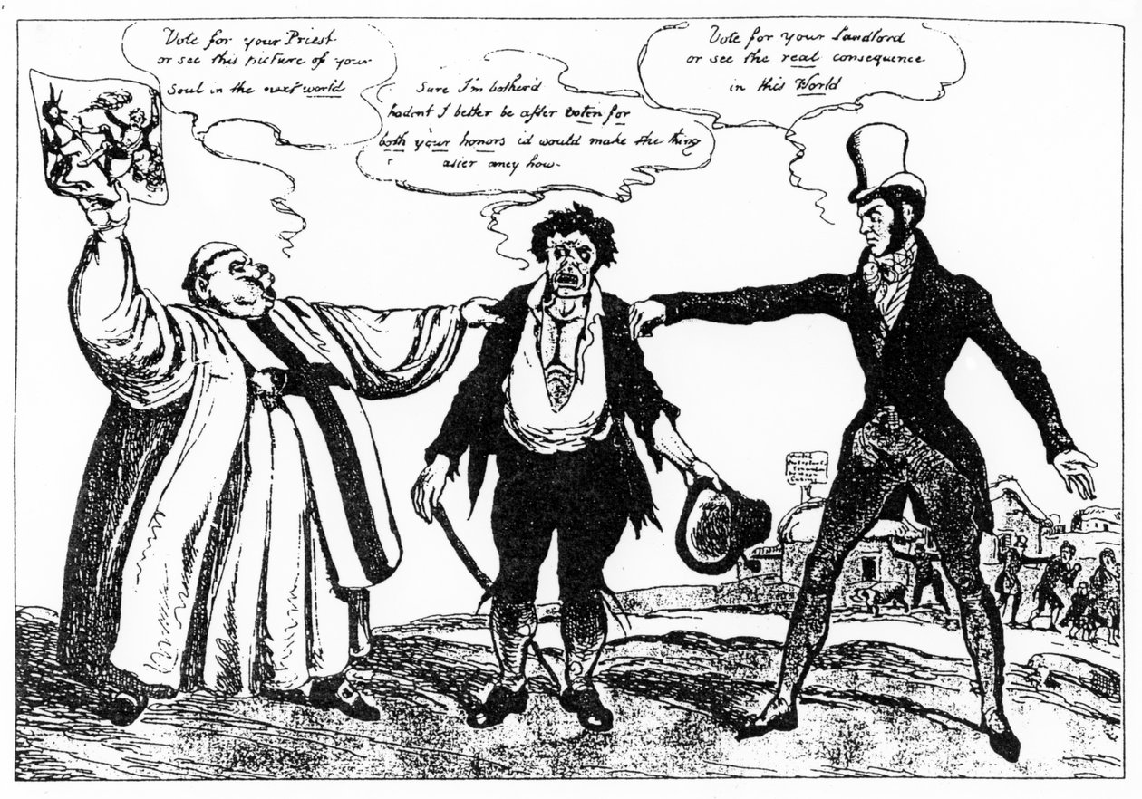 Karikatura kampaně pro doplňovací volby hrabství Clare, 1828 od Irish School