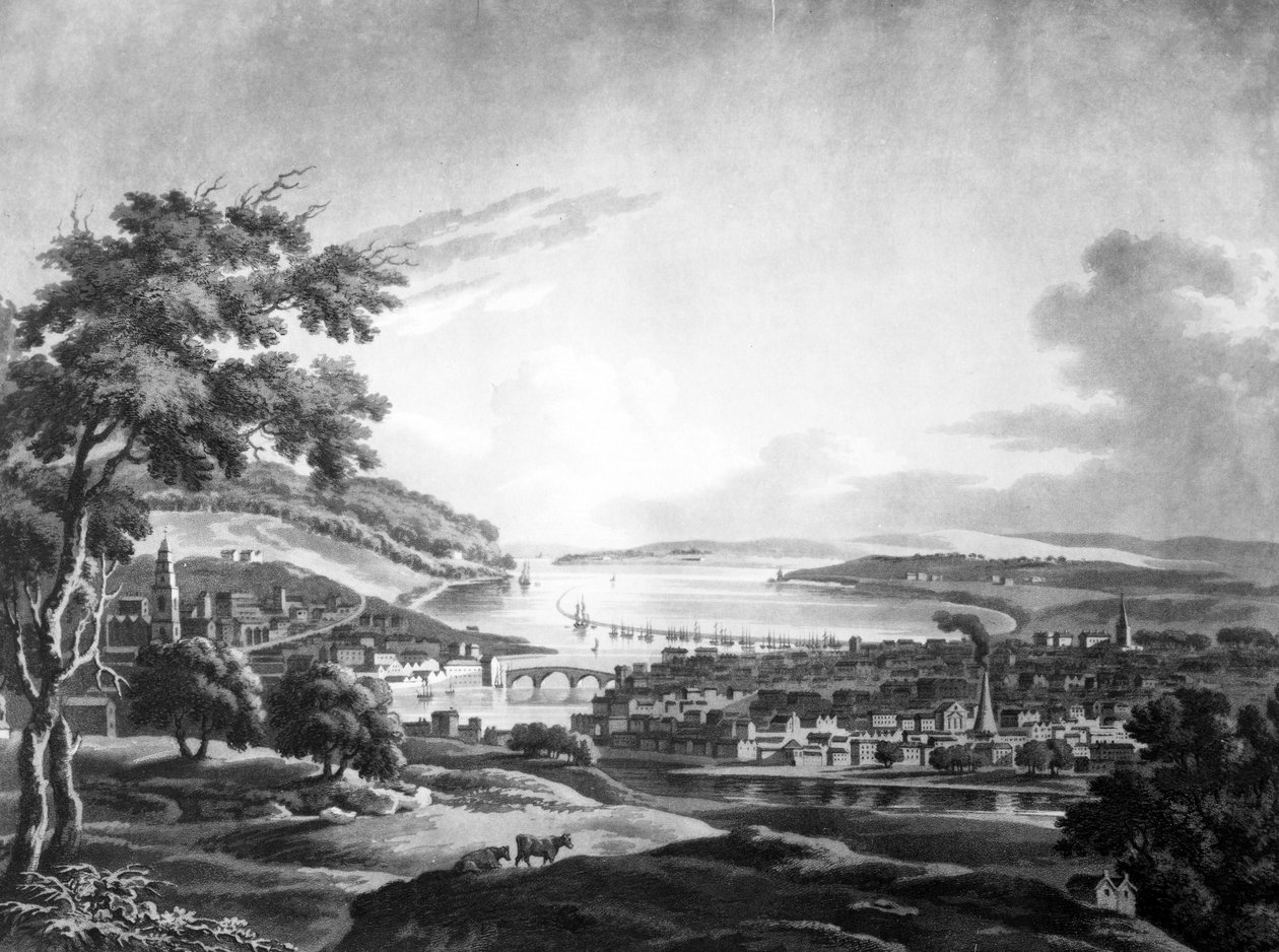 Město Cork, 1799 (mezzotinta) od Irish School