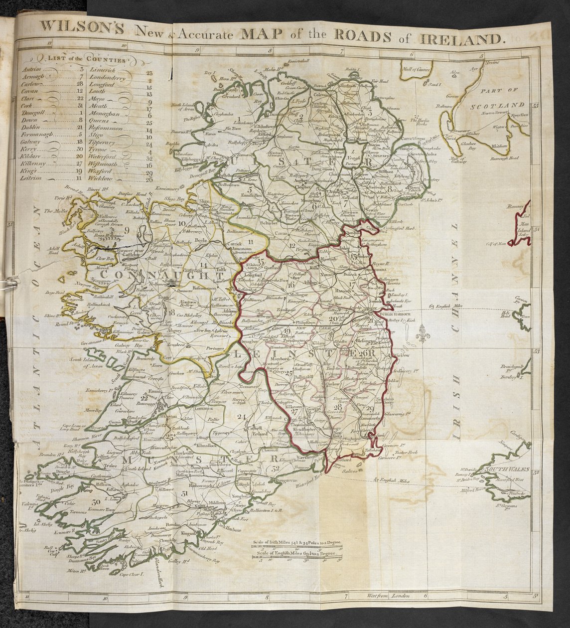 Mapa silnic v Irsku, z „The post-chaise company: or, Traveller