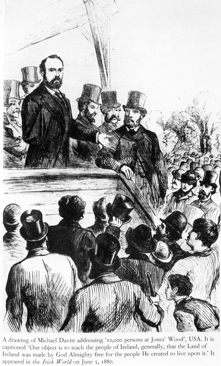 Michael Davitt oslovuje 100 000 osob v Jones Wood, USA, z Irish World, 5. června 1880 od Irish School