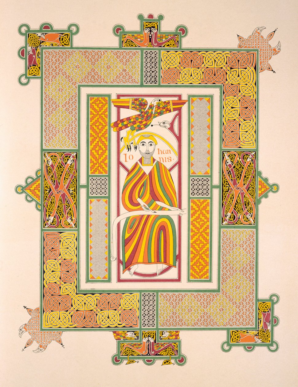 Svatý Jan Evangelista, z faksimile Mac Regolova evangelia, vydaného nakladatelstvím Day & Son. od Irish School