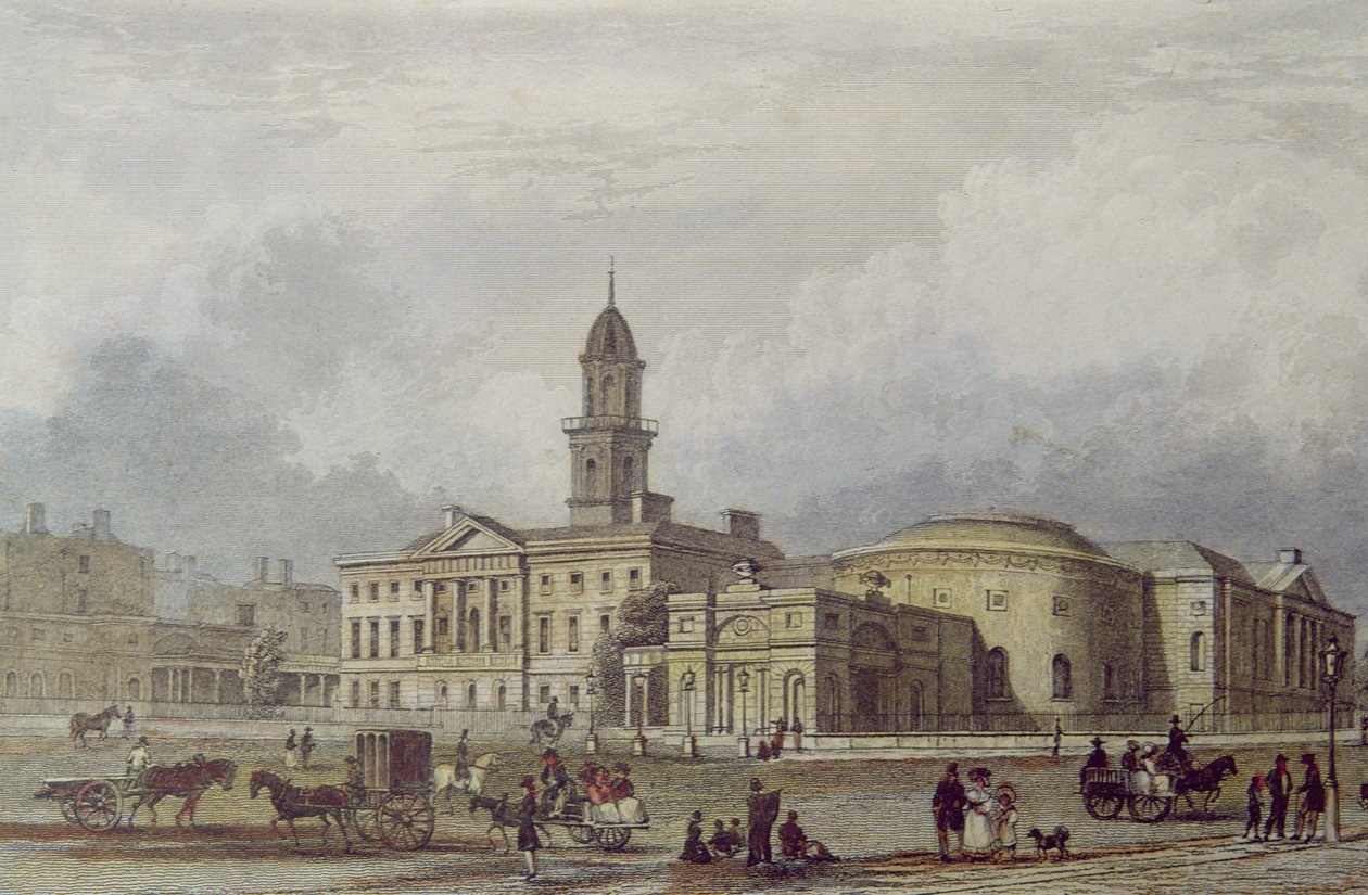 The Rotunda Hospital, Dublin (barevná litografie) od Irish School