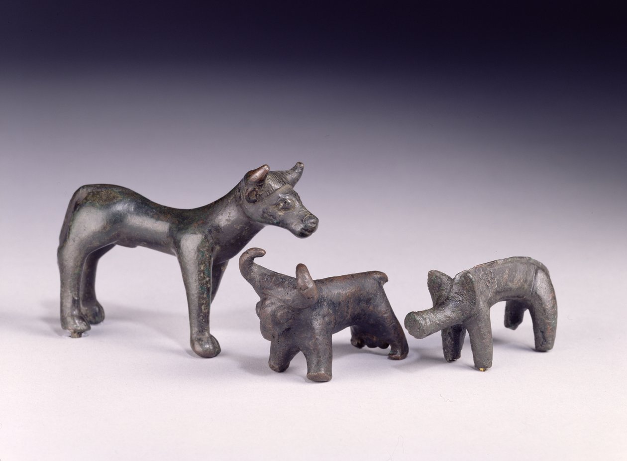 Dva býci z Maďarska a kanec z jeskyně Gower, Rhossilly, jižní Wales, doba železná (bronz) od Iron Age
