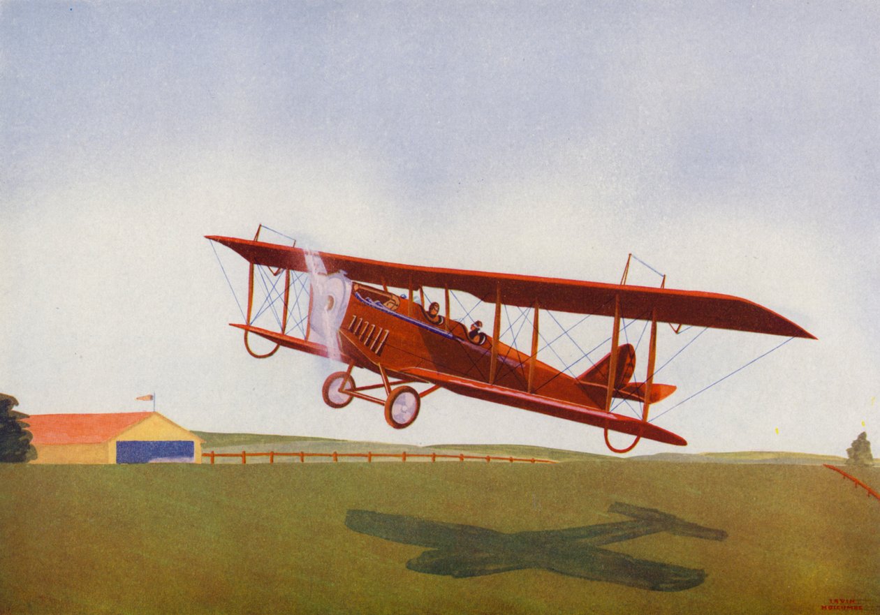 Curtiss JN4D, Jenny (barevná litografie) od Irvin L. Holcombe