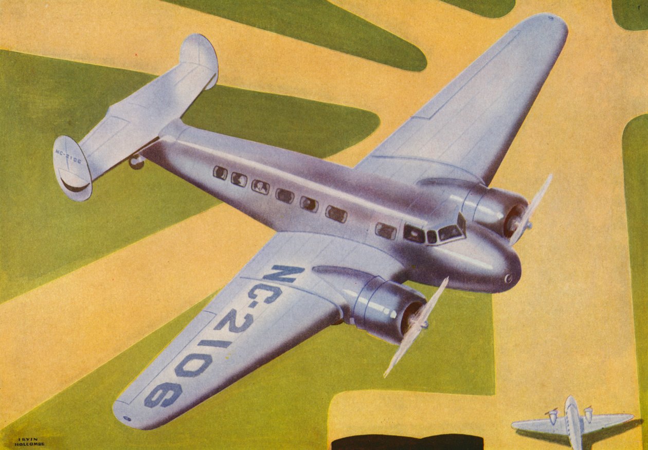 Lockheed Electra (barevná litografie) od Irvin L. Holcombe