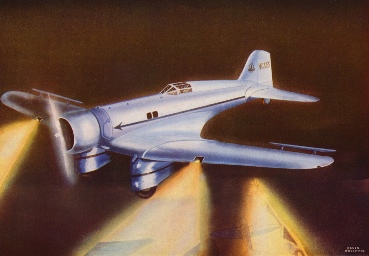 Northrop Gamma (barevná litografie) od Irvin L. Holcombe