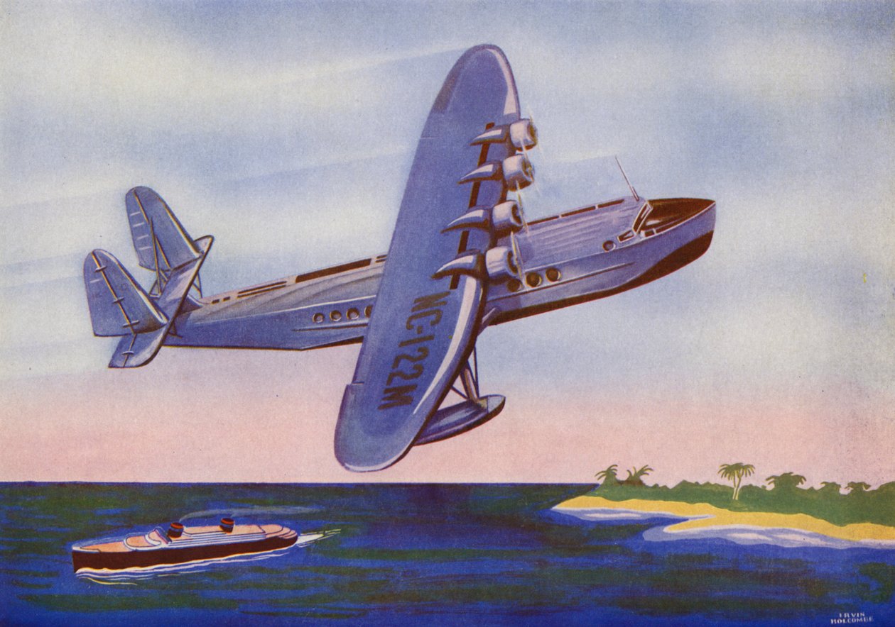 Sikorsky S-42, Bermuda Clipper (barevná litografie) od Irvin L. Holcombe